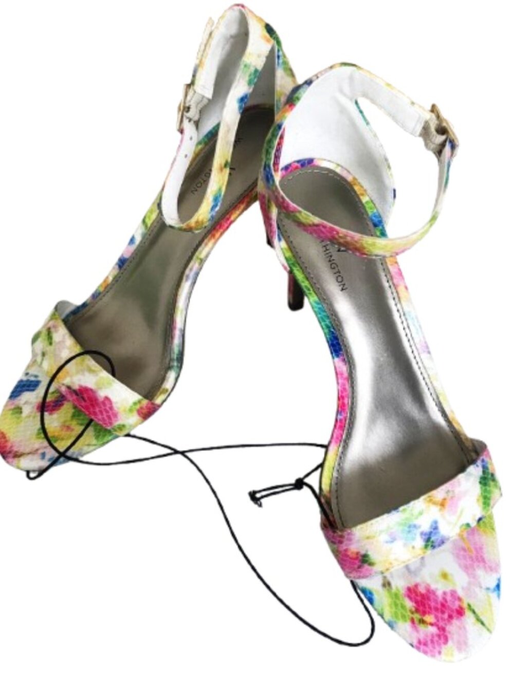 New Worthington Multicolor Floral Heeled Sandals, Ankle strap, Size 8